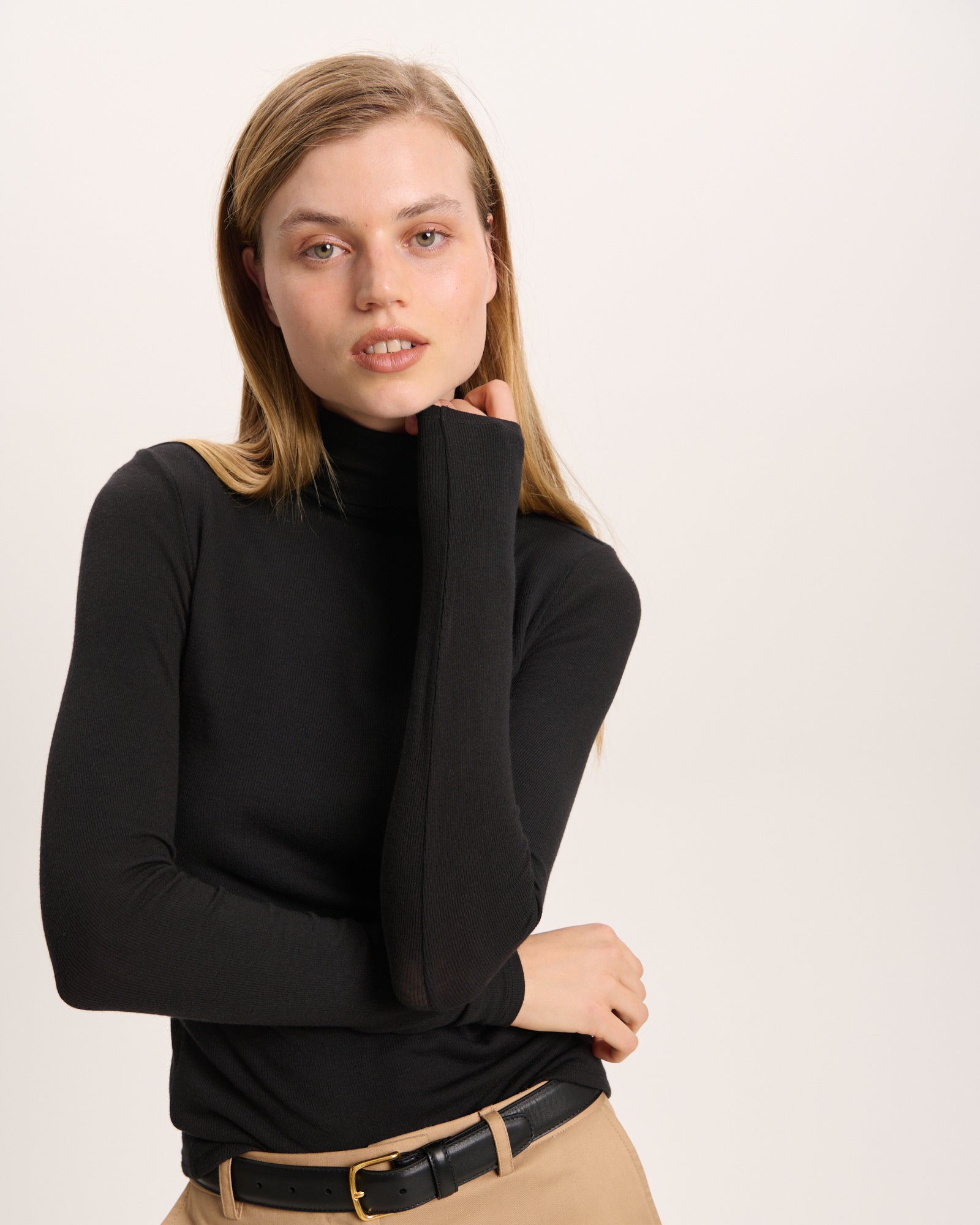 Modal Rib Turtleneck - Black