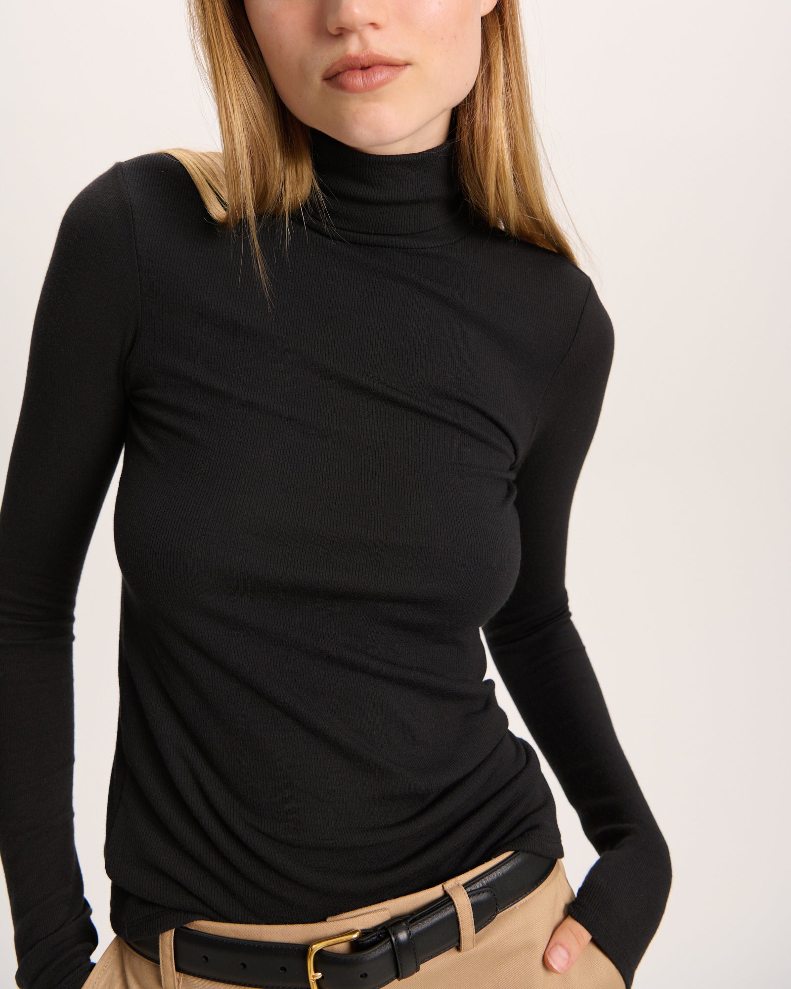 Modal Rib Turtleneck - Black