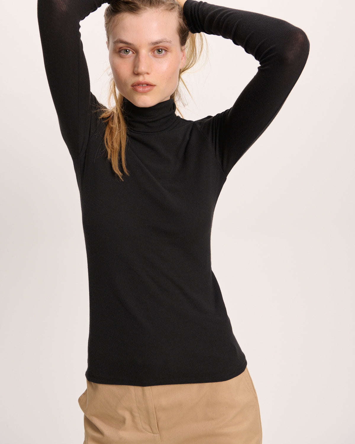 Modal Rib Turtleneck - Black
