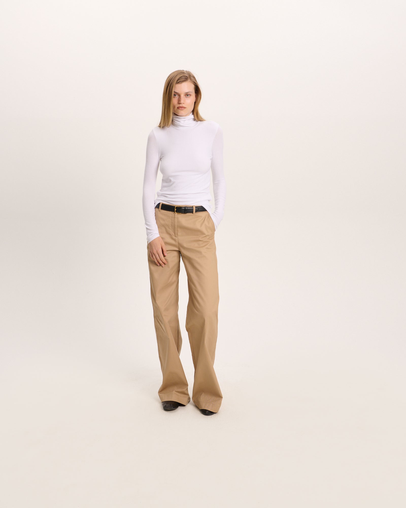 Modal Rib Turtleneck - White