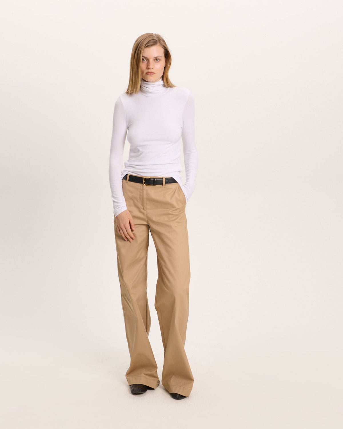 Modal Rib Turtleneck - White