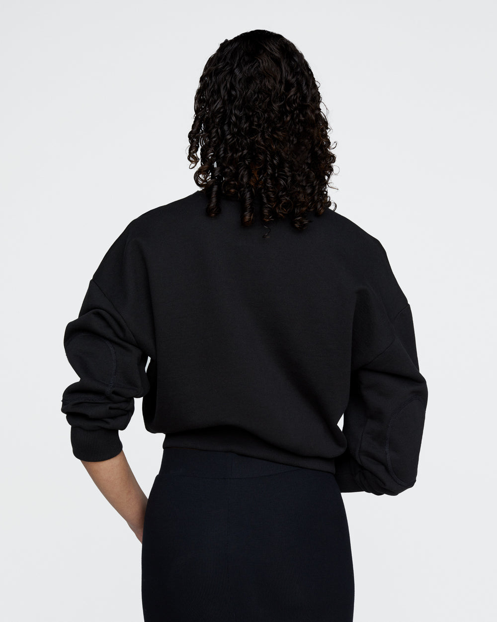 French Terry Cheer Crew Neck Sweatshirt - Black