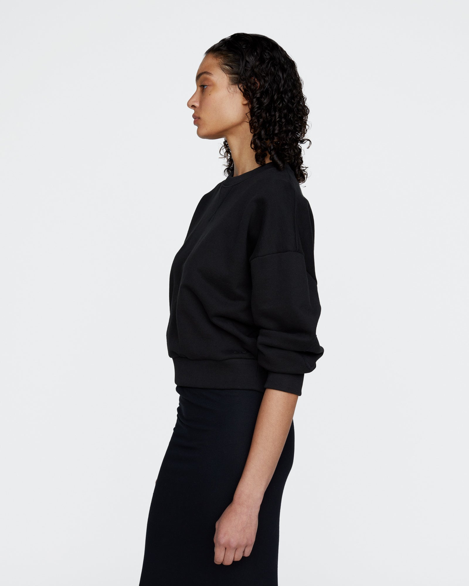 French Terry Cheer Crew Neck Sweatshirt - Black – ATM Anthony