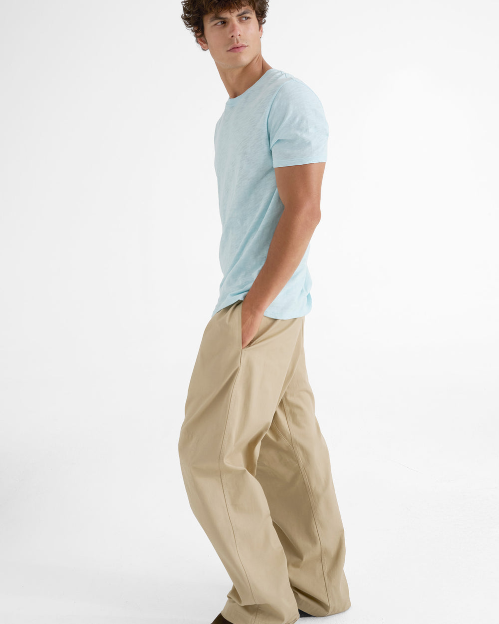 Slub Jersey Short Sleeve Crew Neck Tee - Ocean Blue