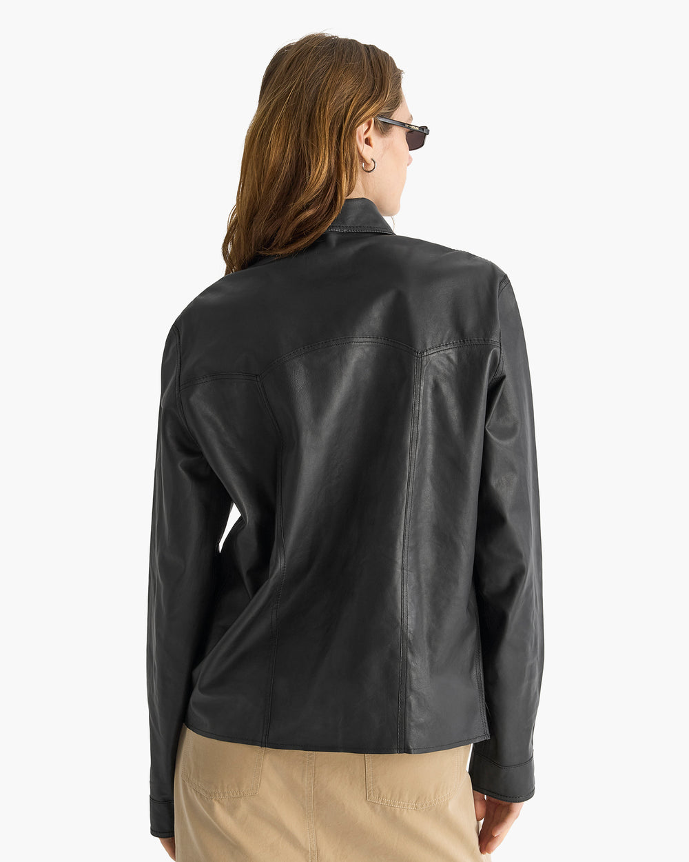 Leather Shirt Jacket - Black