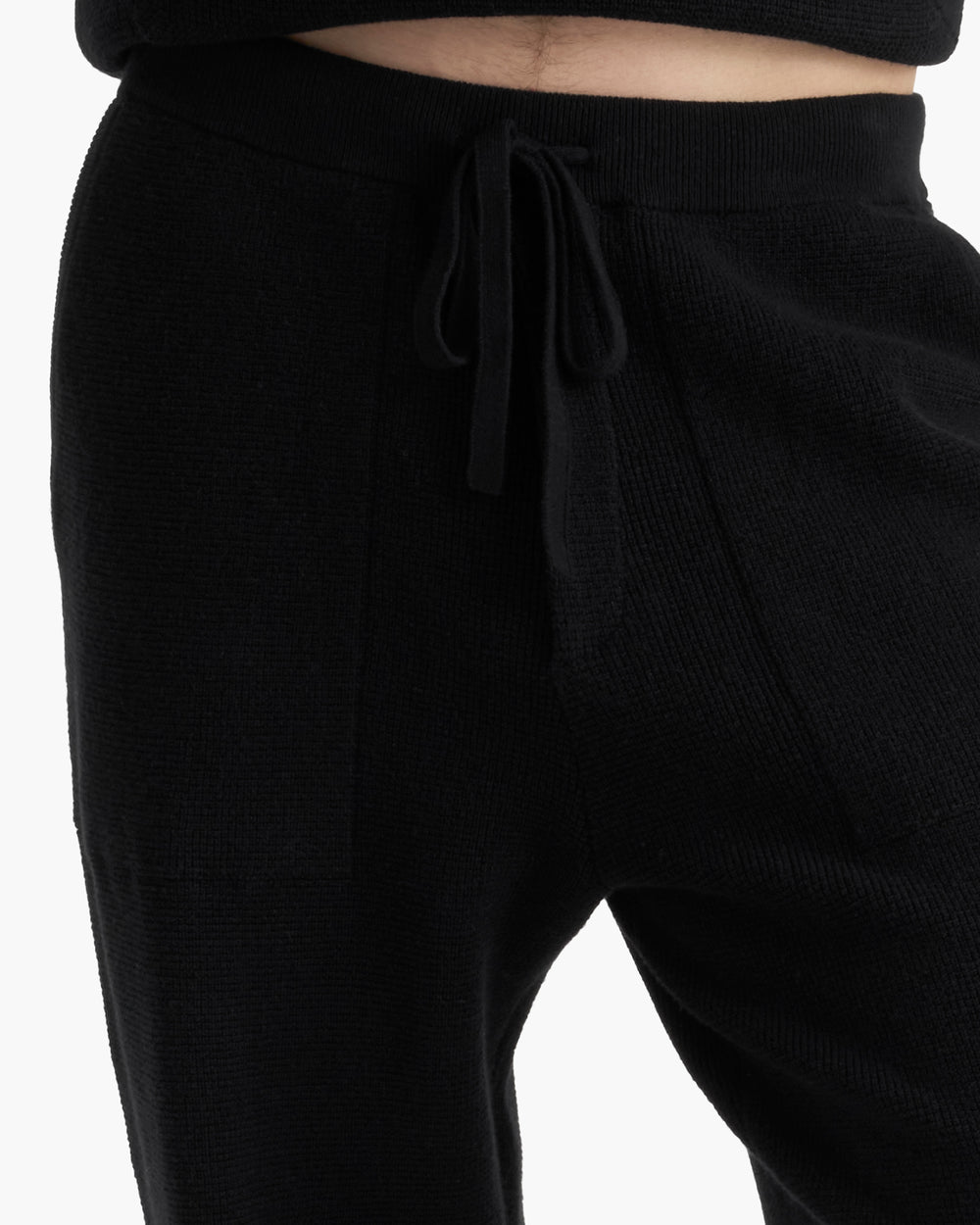 Cotton Cashmere Waffle Stitch Jogger - Black