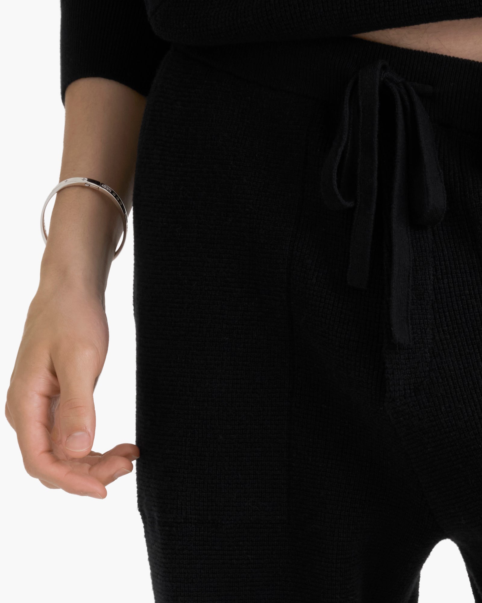 Cotton Cashmere Waffle Stitch Jogger - Black