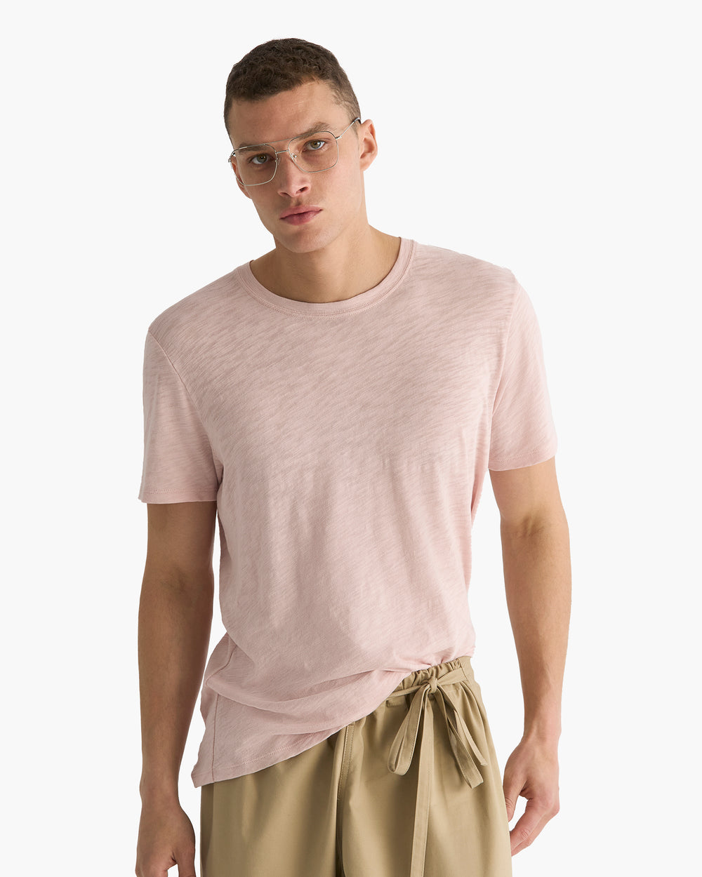 Slub Jersey Crew Neck Tee - Faded Rose