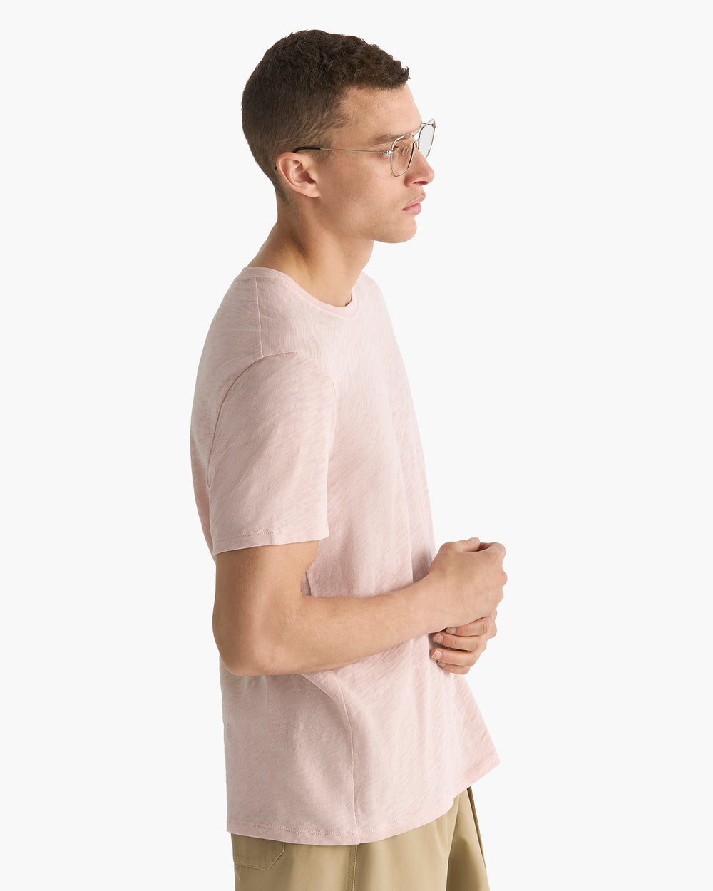 Slub Jersey Crew Neck Tee - Faded Rose