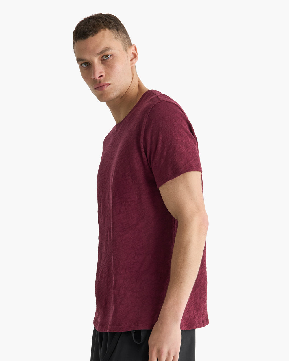 Slub Jersey Crew Neck Tee - Wine
