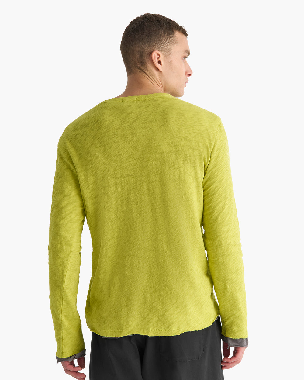 Slub Jersey Long Sleeve Destroyed Wash Tee - Citrus Leaf