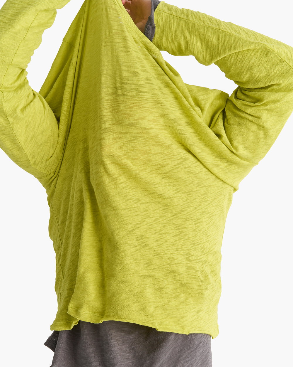 Slub Jersey Long Sleeve Destroyed Wash Tee - Citrus Leaf