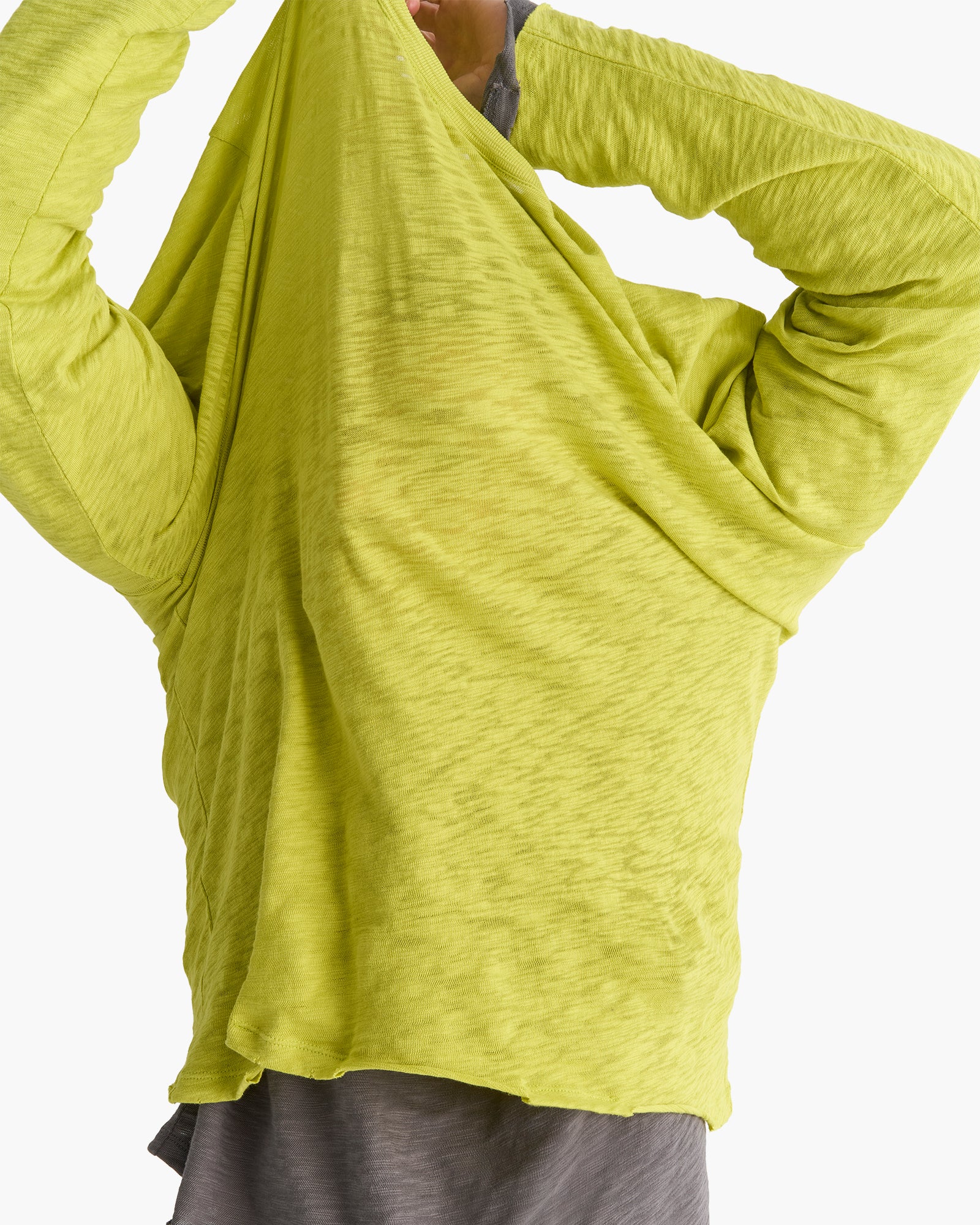 Slub Jersey Long Sleeve Destroyed Wash Tee - Citrus Leaf