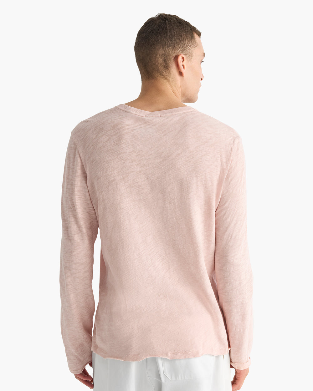 Slub Jersey Long Sleeve Destroyed Wash Tee - Faded Rose