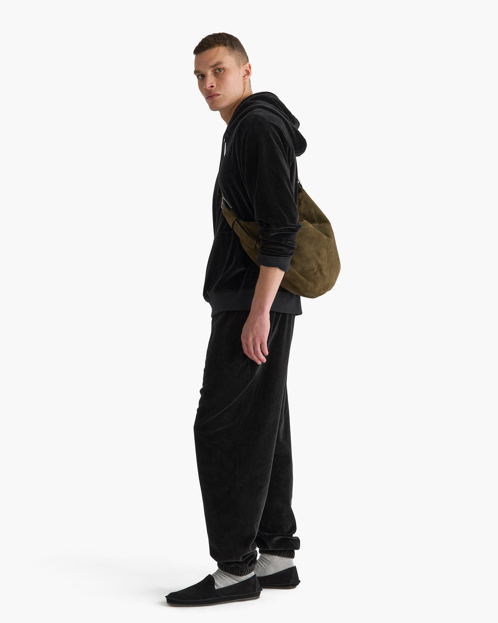 Velour Pull On Jogger - Black
