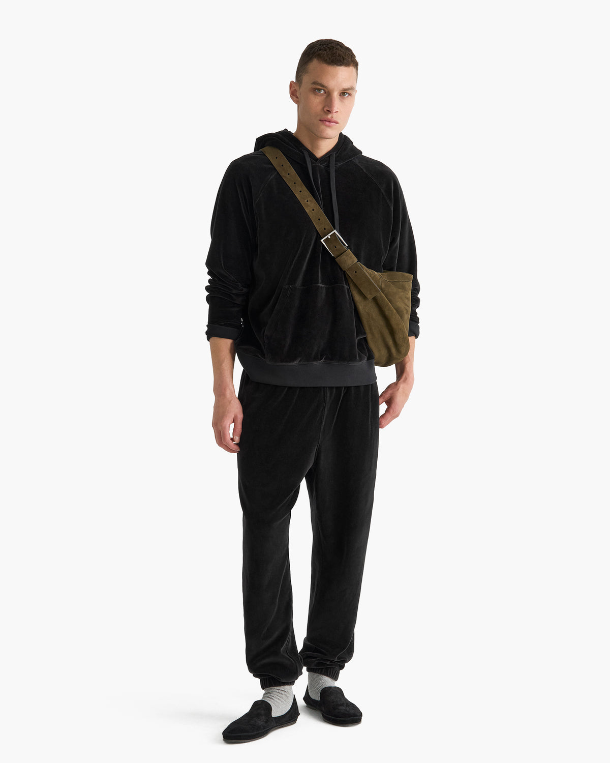 Velour Pull On Jogger - Black