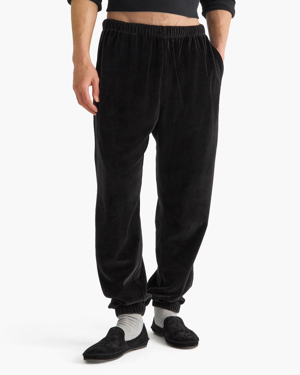 Velour Pull On Jogger - Black
