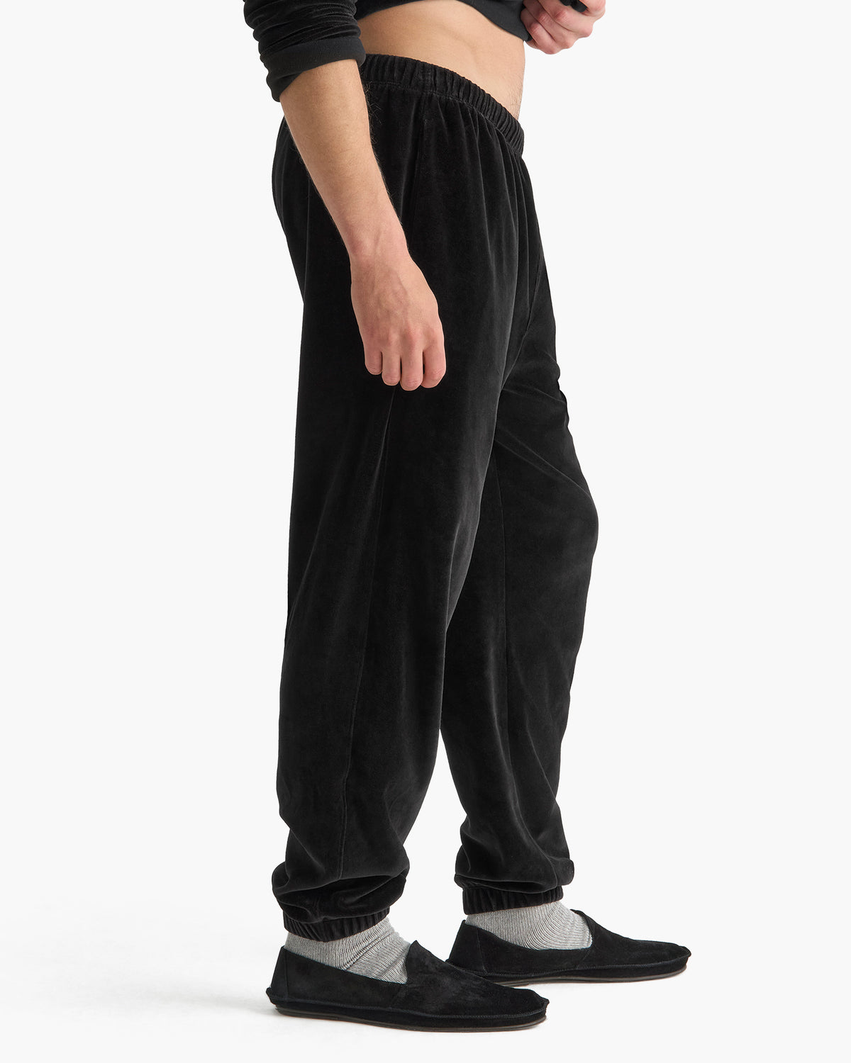 Velour Pull On Jogger - Black