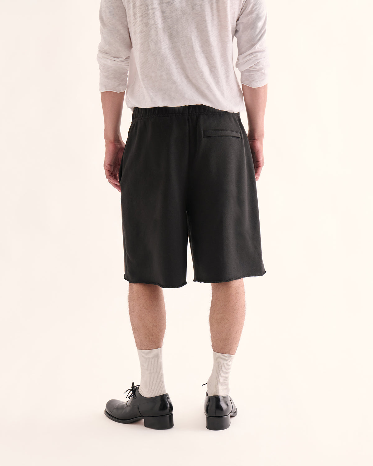 French Terry Pull-On Shorts - Black