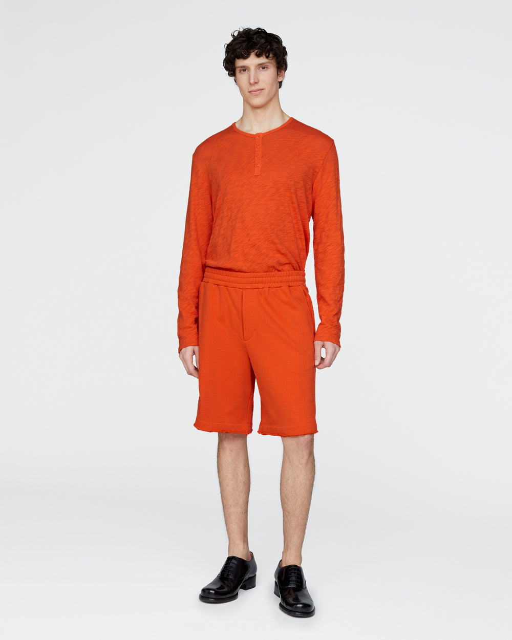 French Terry Pull-On Shorts - Tomato