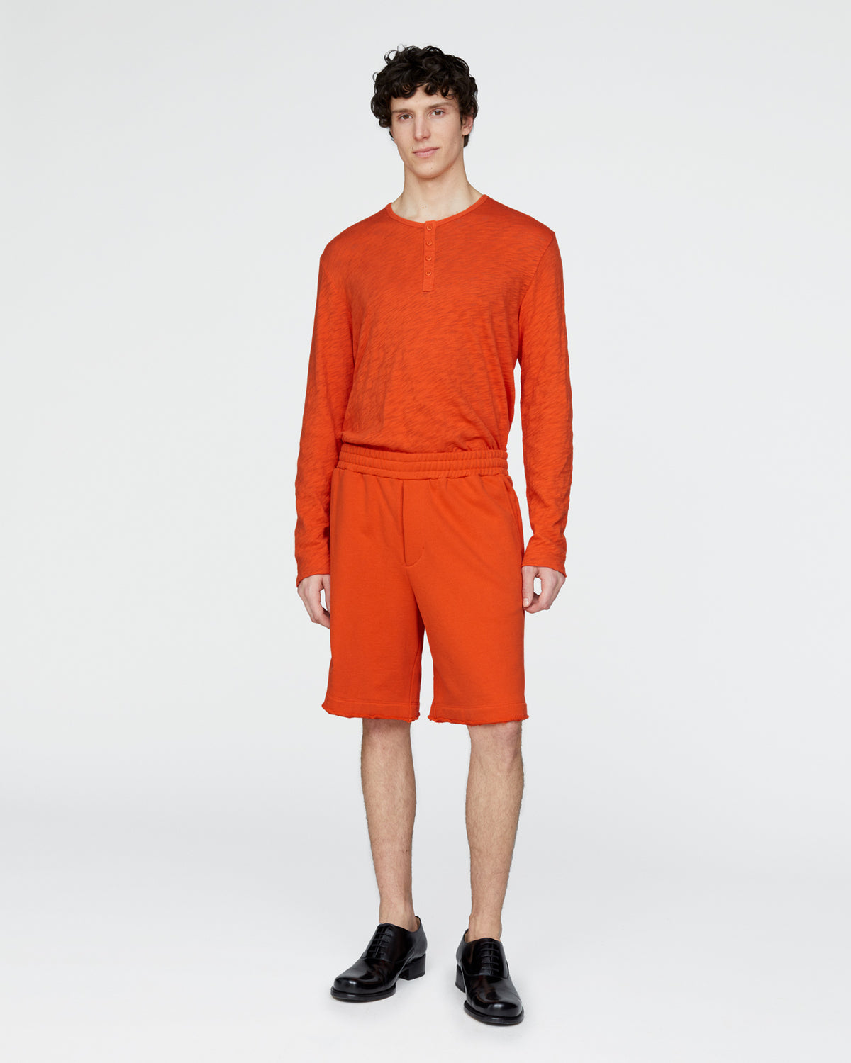 French Terry Pull-On Shorts - Tomato