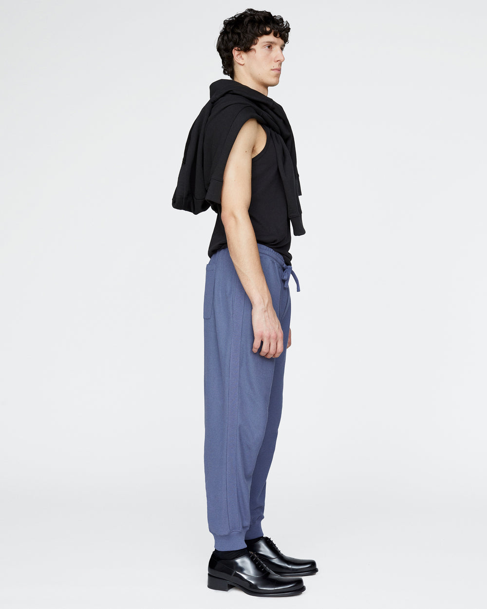 Pima Cotton Pique Banded Bottom Sweatpants - Dusk Blue