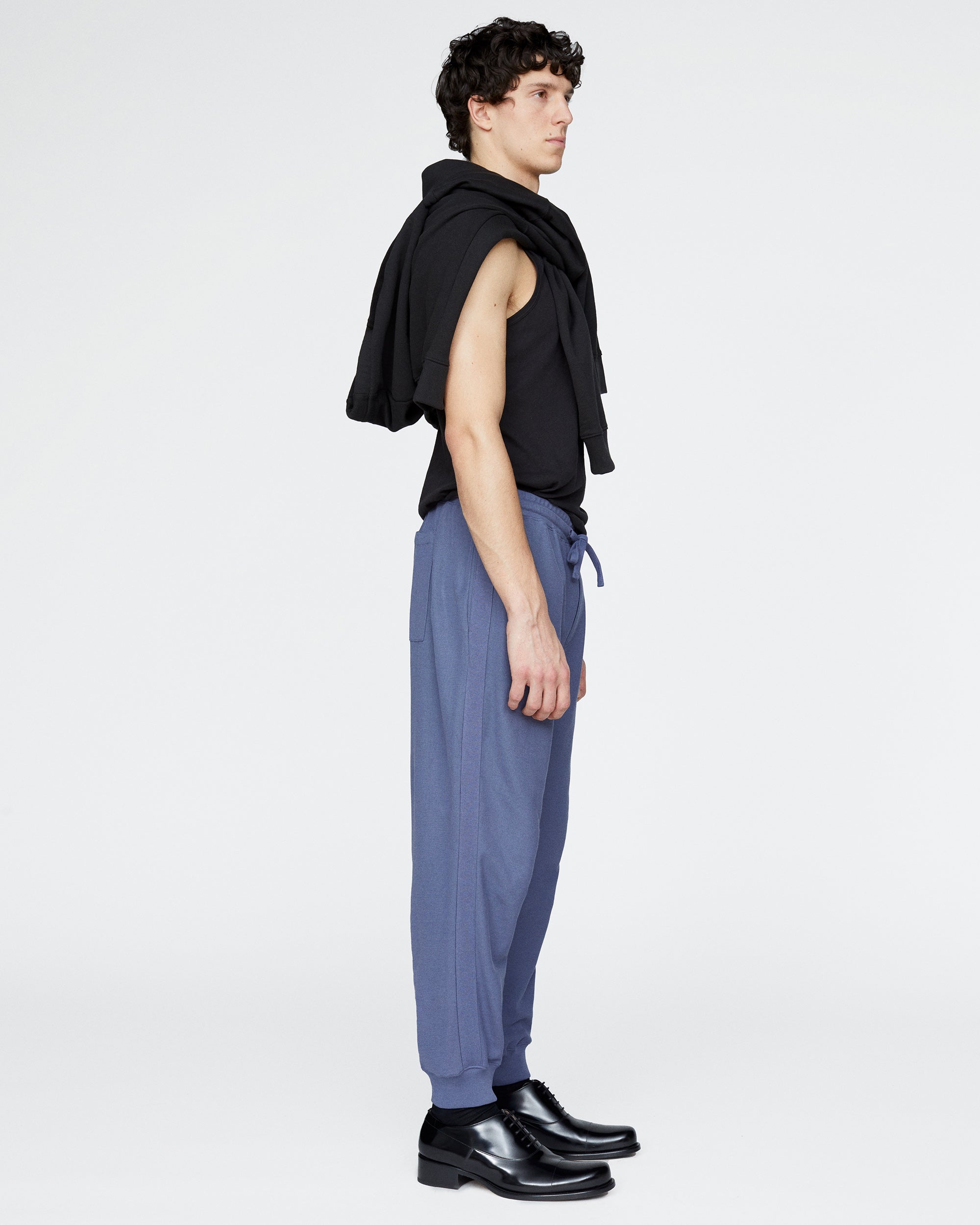 Pima Cotton Pique Banded Bottom Sweatpants - Dusk Blue