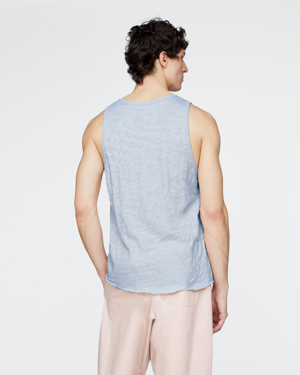 Slub Jersey Destroyed Tank - Cool Water
