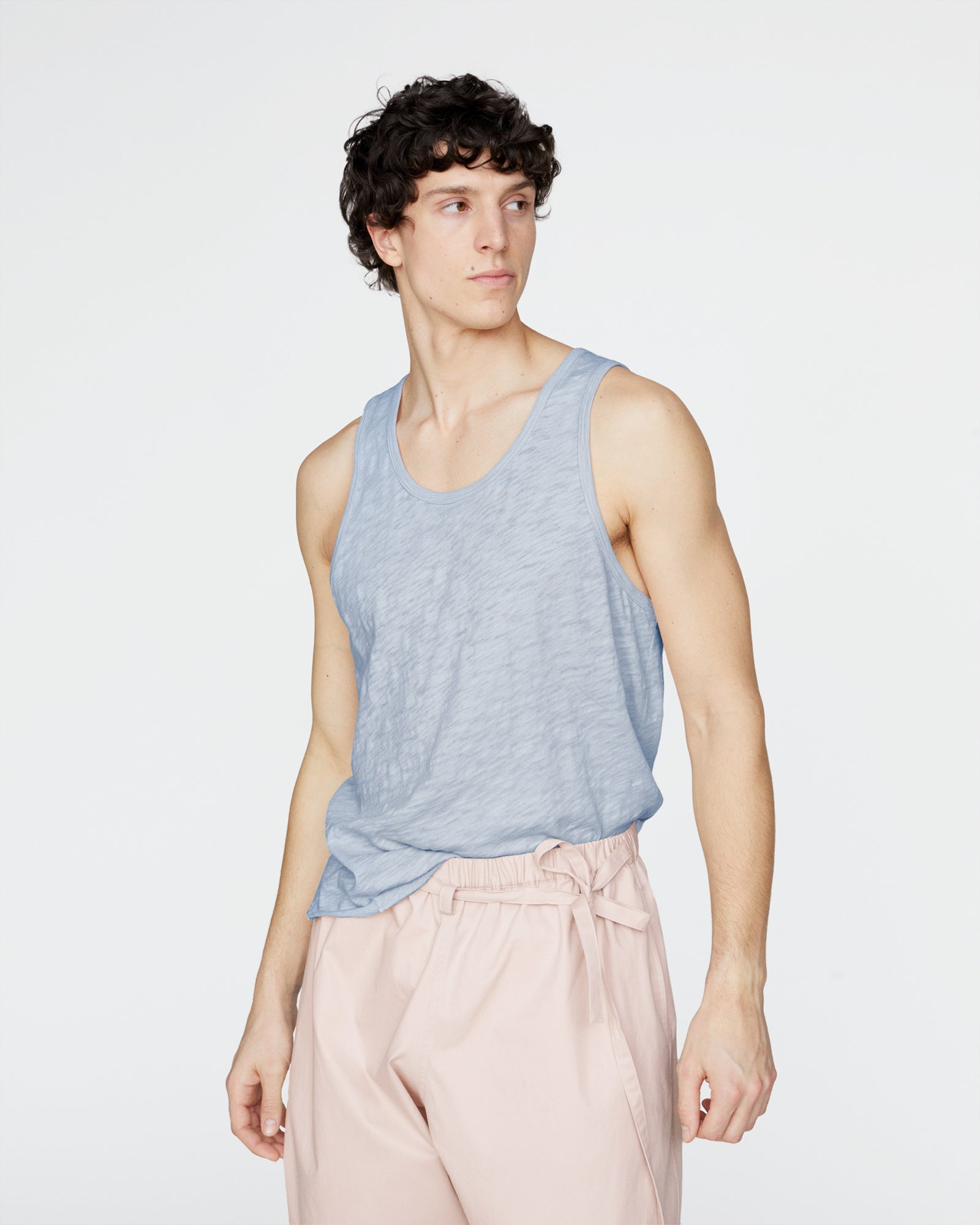 Slub Jersey Destroyed Tank - Cool Water