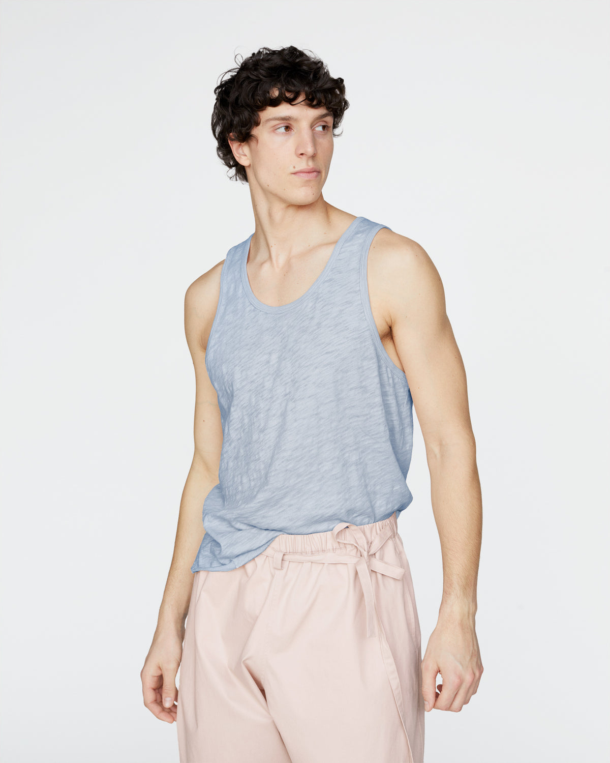 Slub Jersey Destroyed Tank - Cool Water