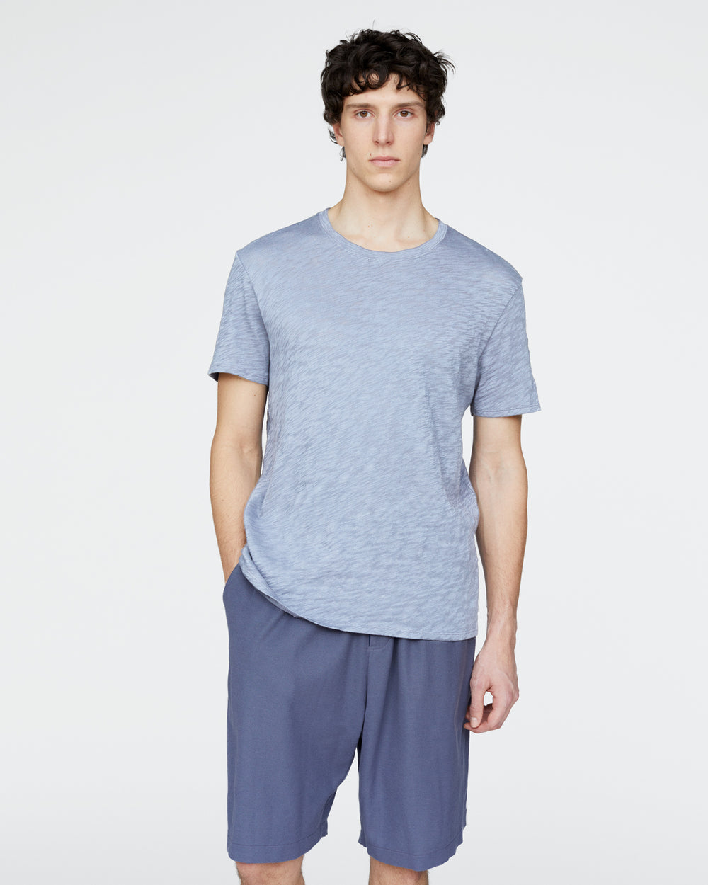 Slub Jersey Crew Neck Tee - Cool Water