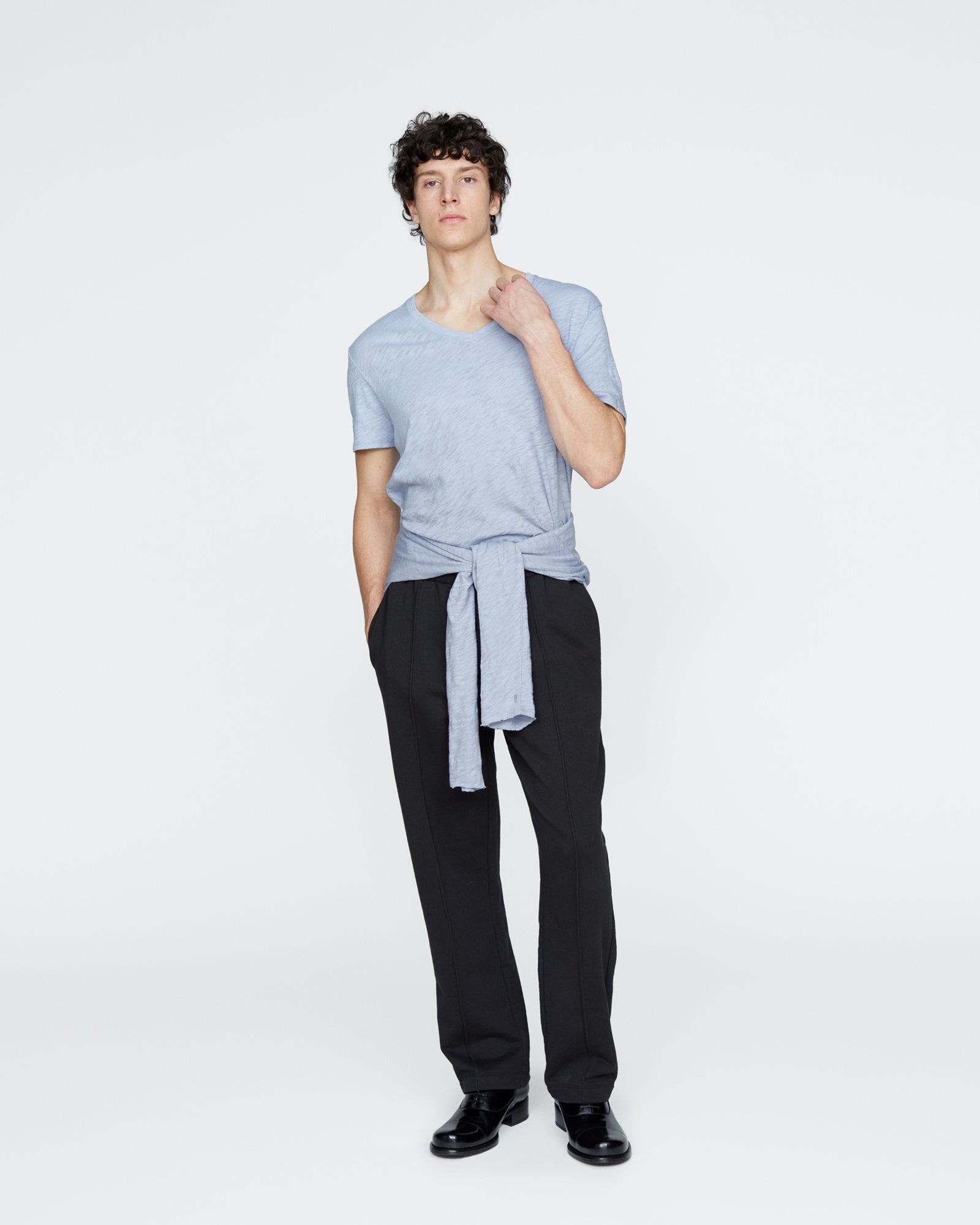 Slub Jersey V-Neck Tee - Cool Water