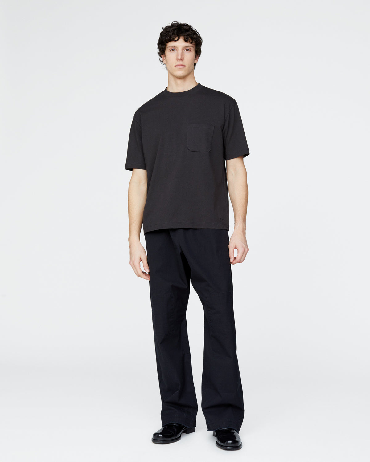 Heavyweight Jersey Crew Neck Pocket Tee - Black