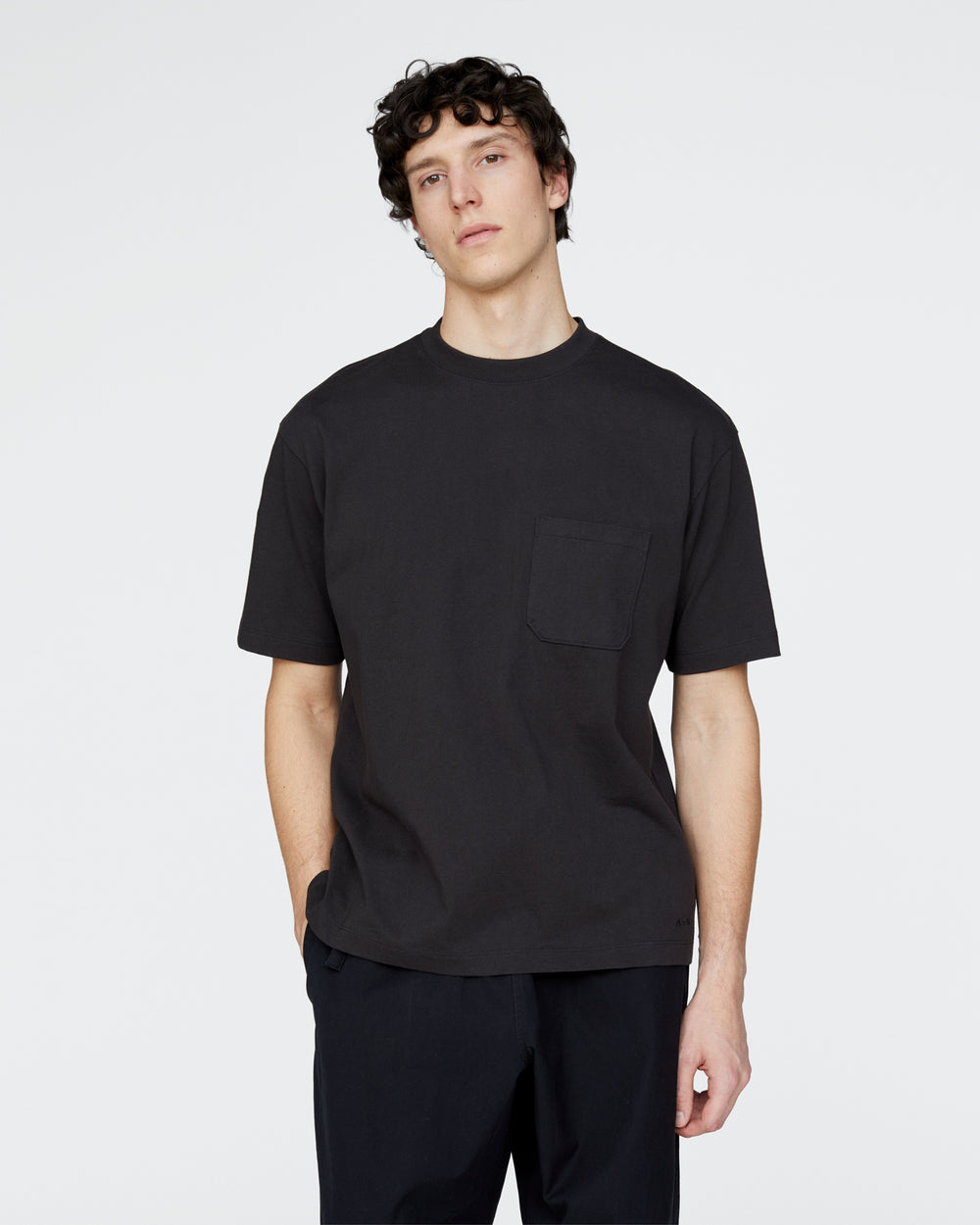 Heavyweight Jersey Crew Neck Pocket Tee - Black