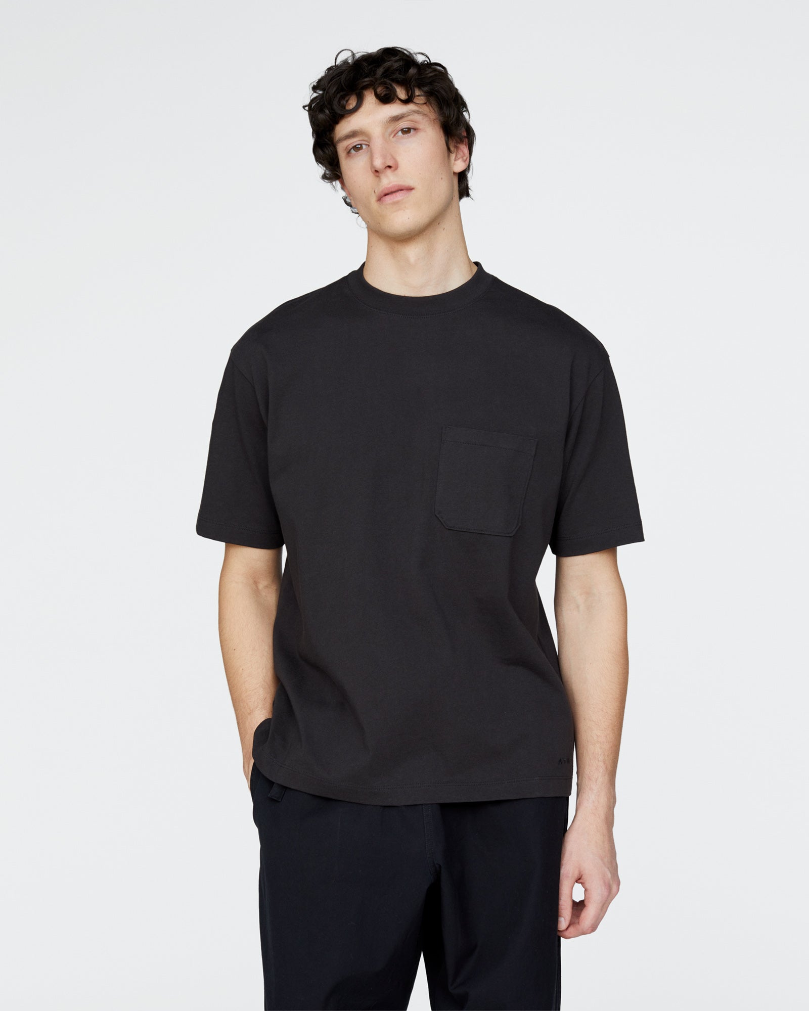 Heavyweight Jersey Crew Neck Pocket Tee - Black