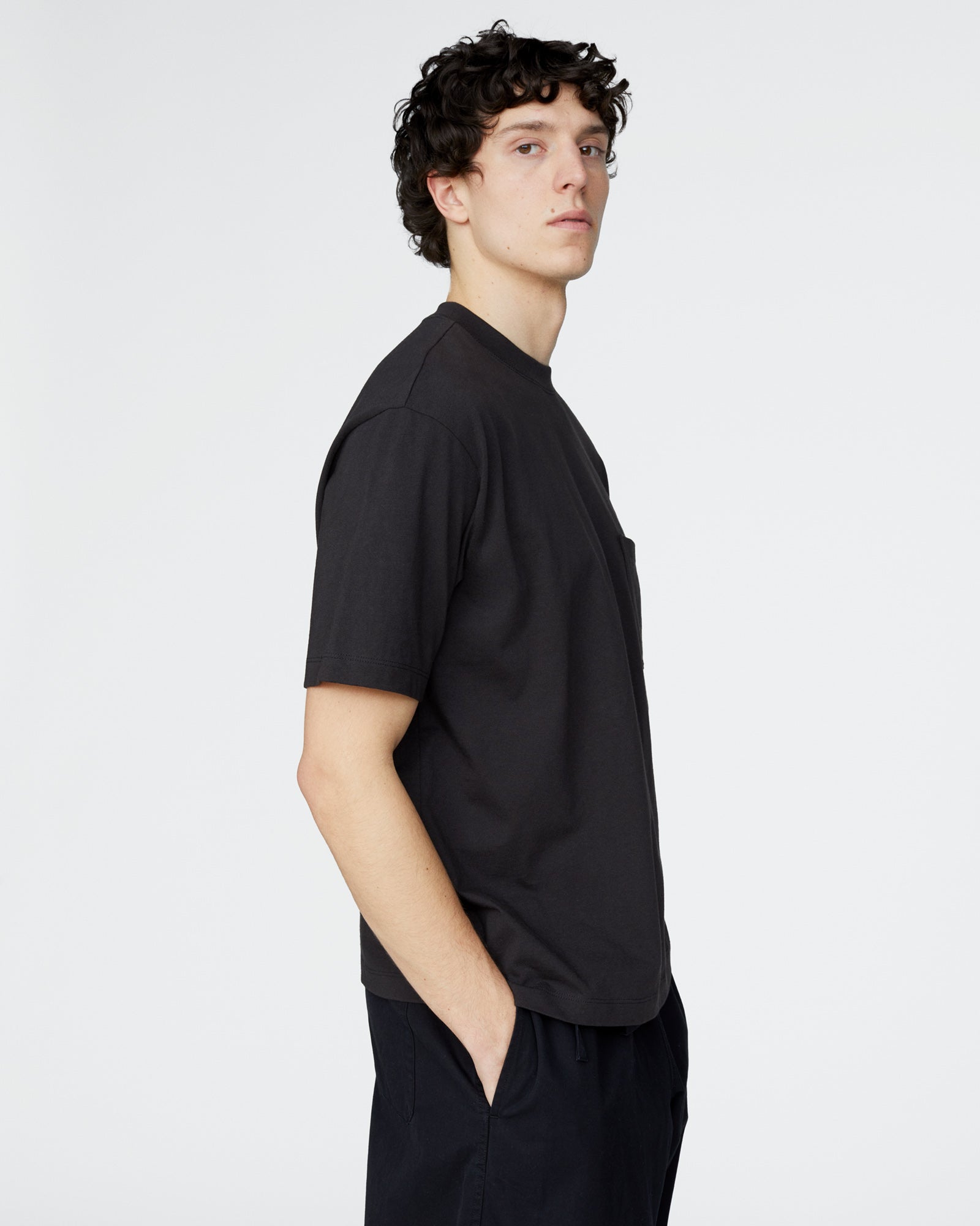 Heavyweight Jersey Crew Neck Pocket Tee - Black