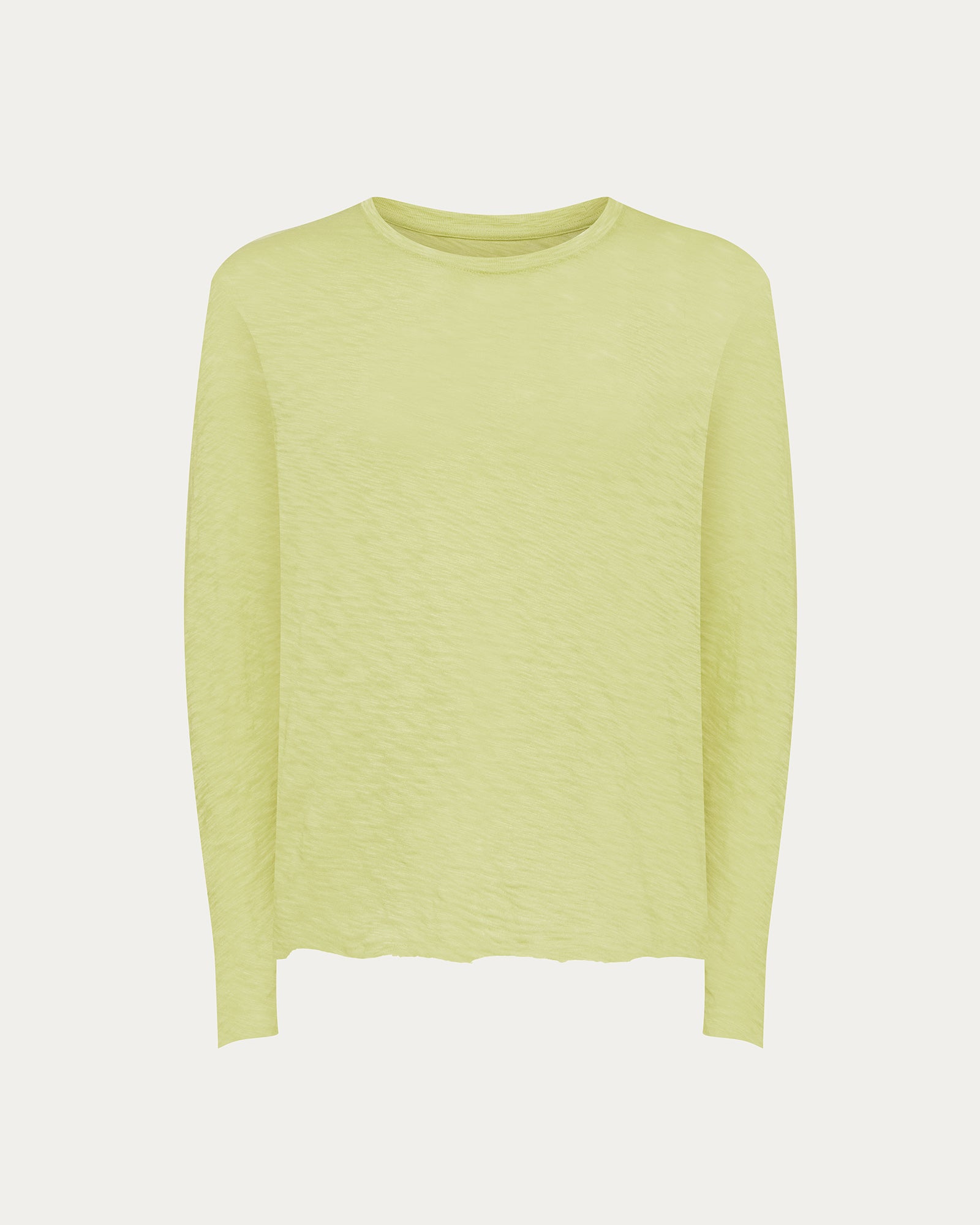 Slub Jersey Long Sleeve Destroyed Wash Tee - Mellow Yellow