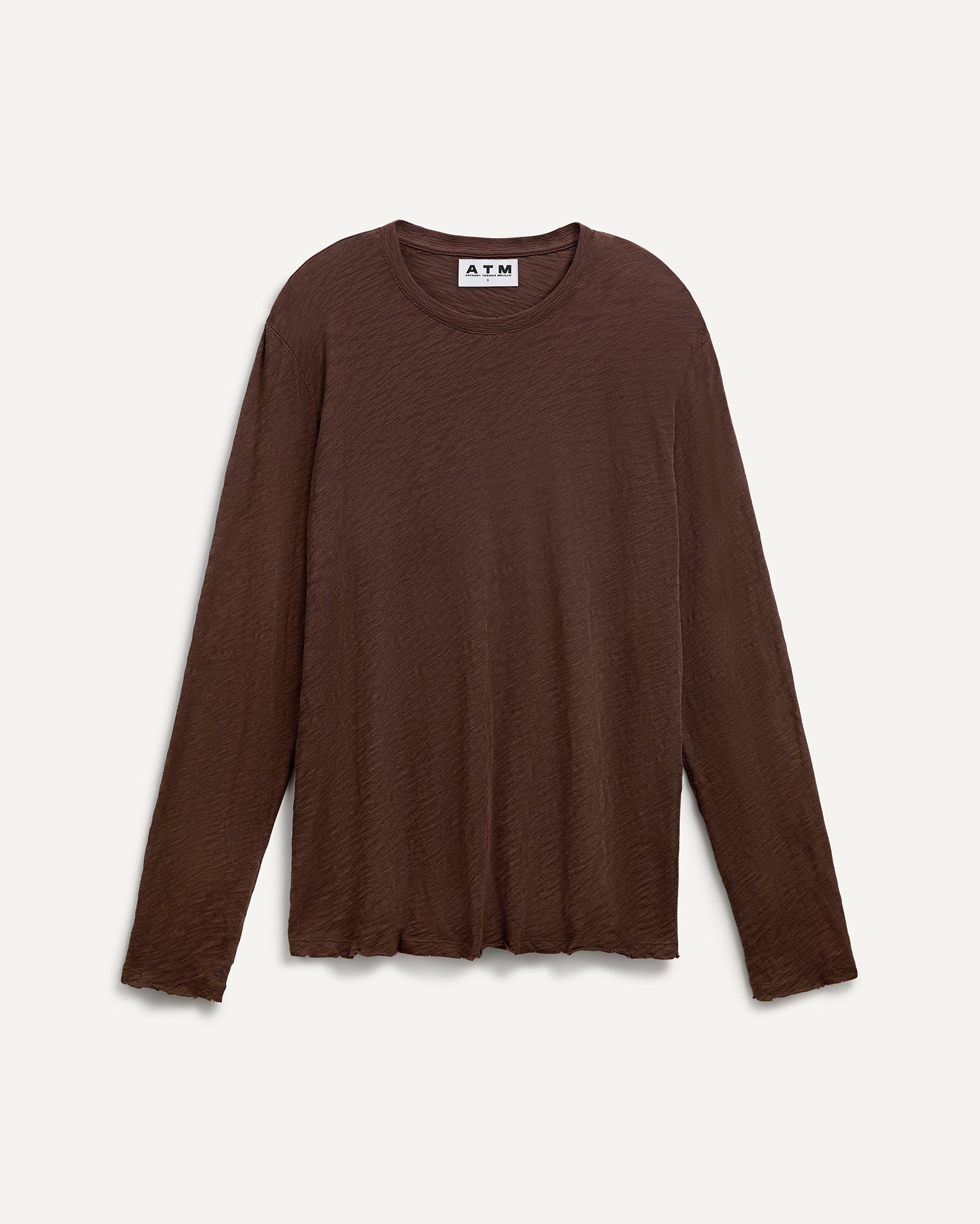 Slub Jersey Long Sleeve Destroyed Wash Tee - Chocolate