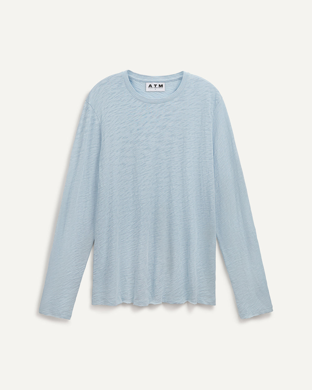 Slub Jersey Long Sleeve Destroyed Wash Tee - Pale Blue