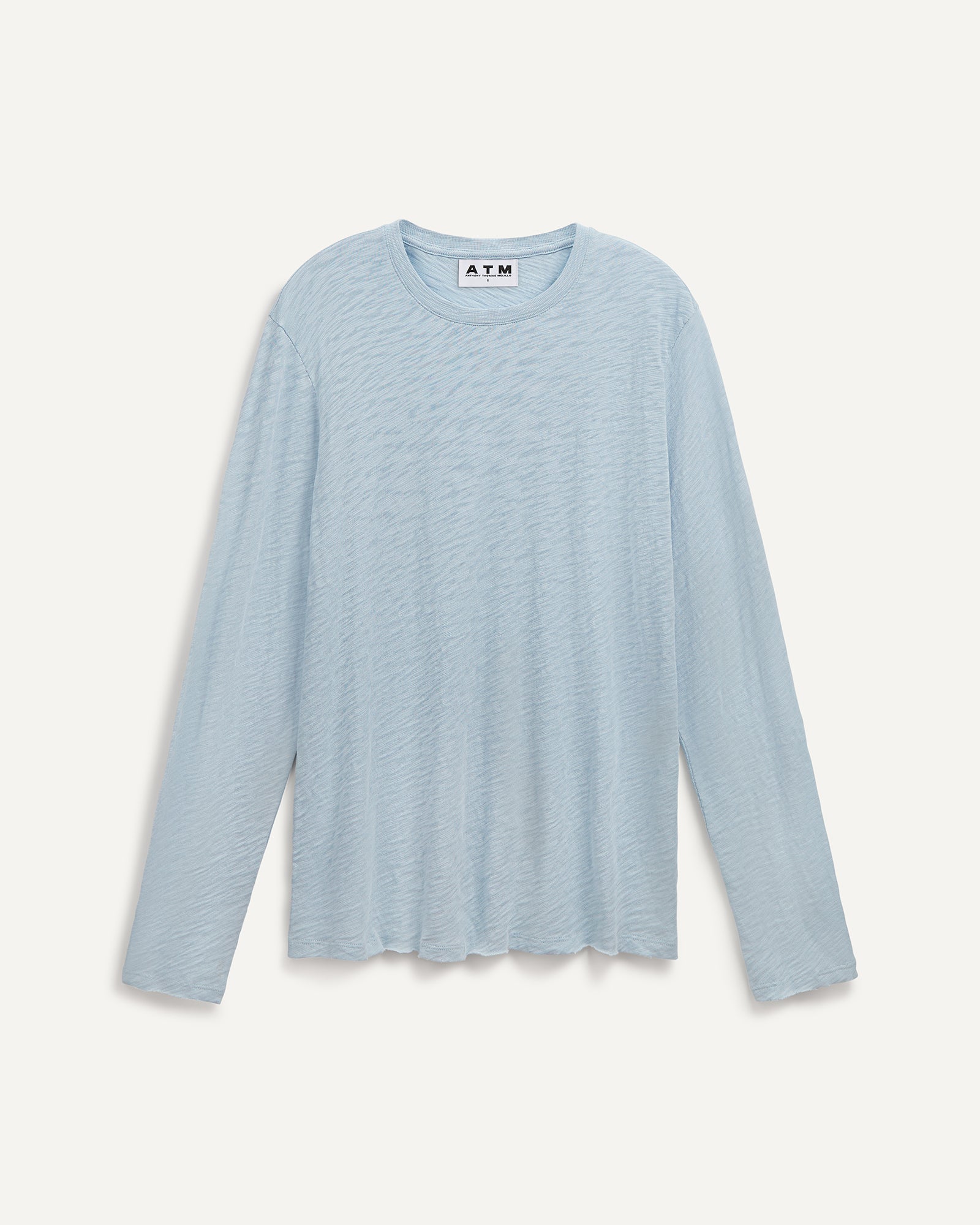 Slub Jersey Long Sleeve Destroyed Wash Tee - Pale Blue