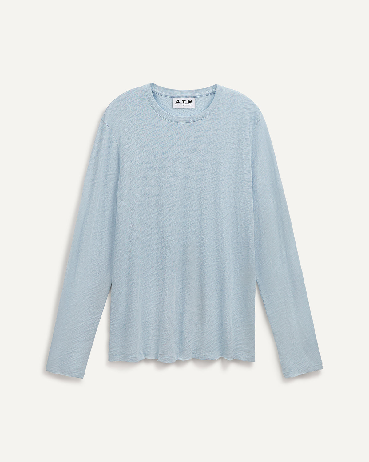 Slub Jersey Long Sleeve Destroyed Wash Tee - Pale Blue