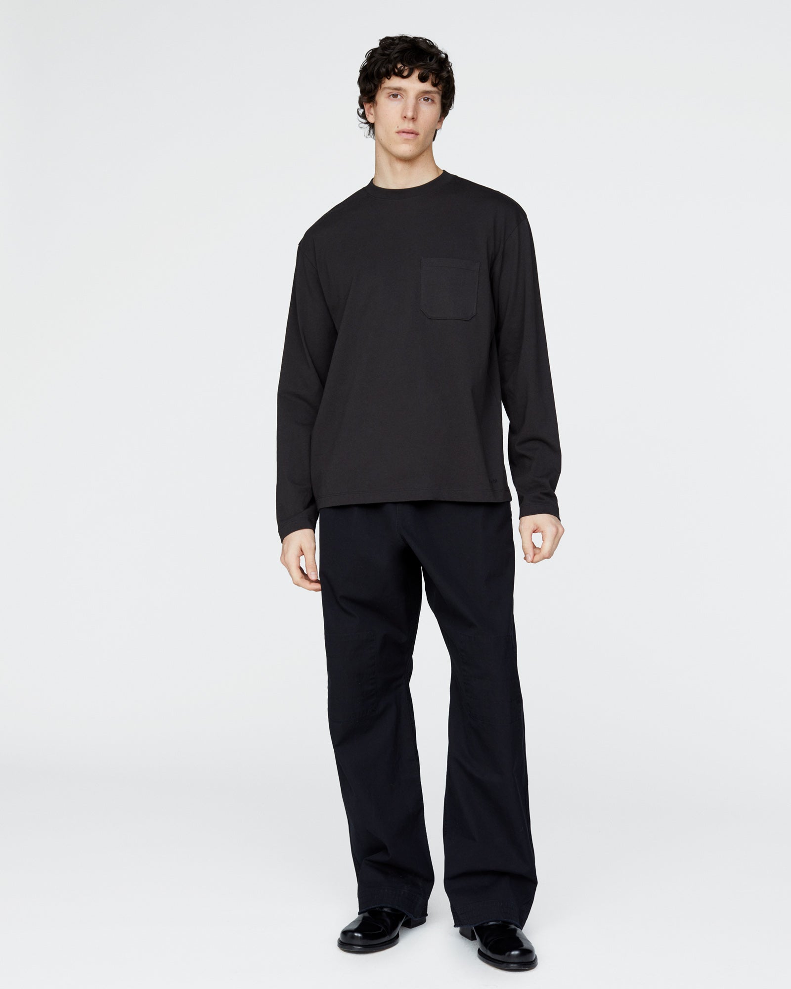 Heavyweight Jersey Long Sleeve Crew - Black
