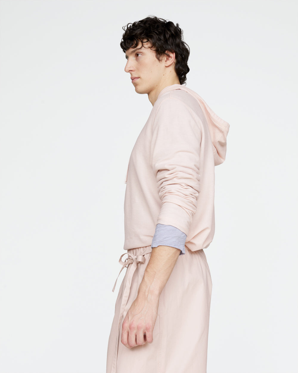 Pima Cotton Pique Hoodie - Faded Rose