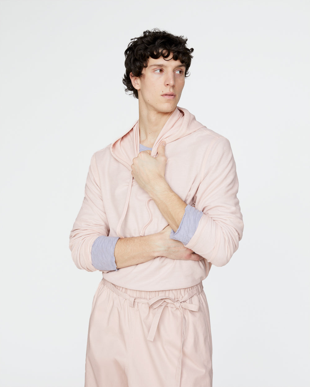 Pima Cotton Pique Hoodie - Faded Rose