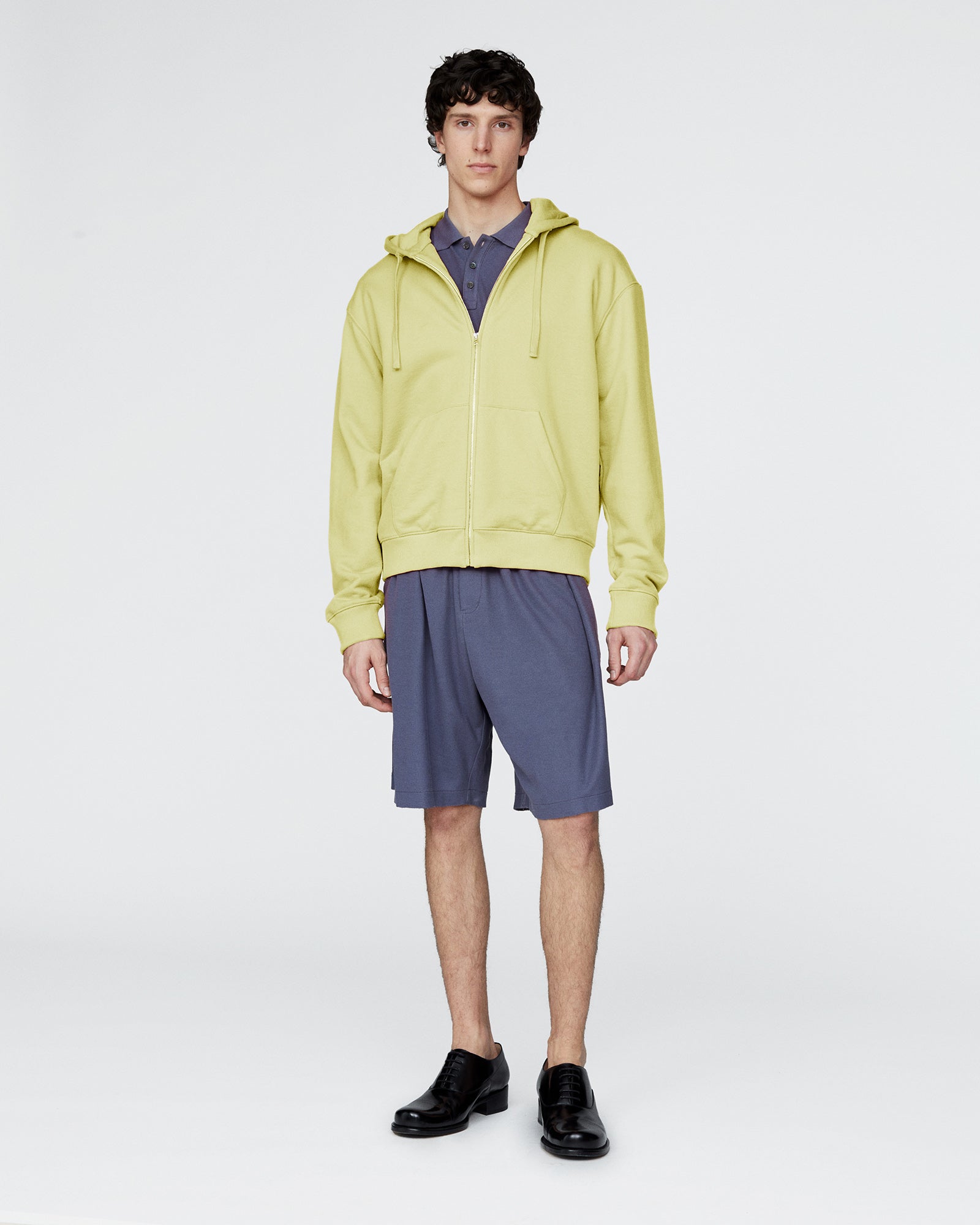 French Terry Zip-Up Hoodie - Mellow Yellow