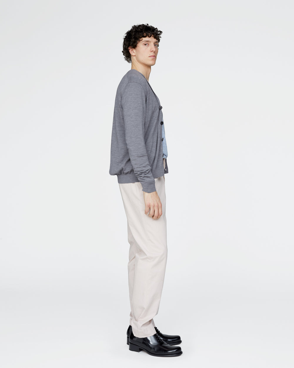 Extra Fine Merino Wool Cardigan - Medium Heather Grey