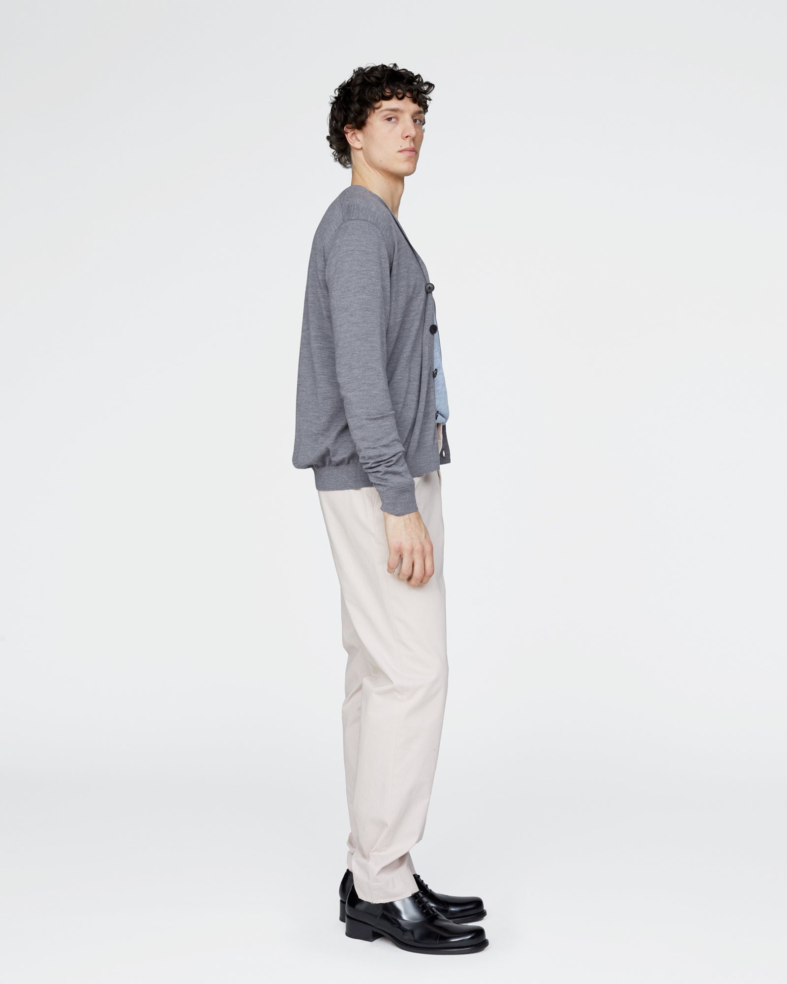 Extra Fine Merino Wool Cardigan - Medium Heather Grey