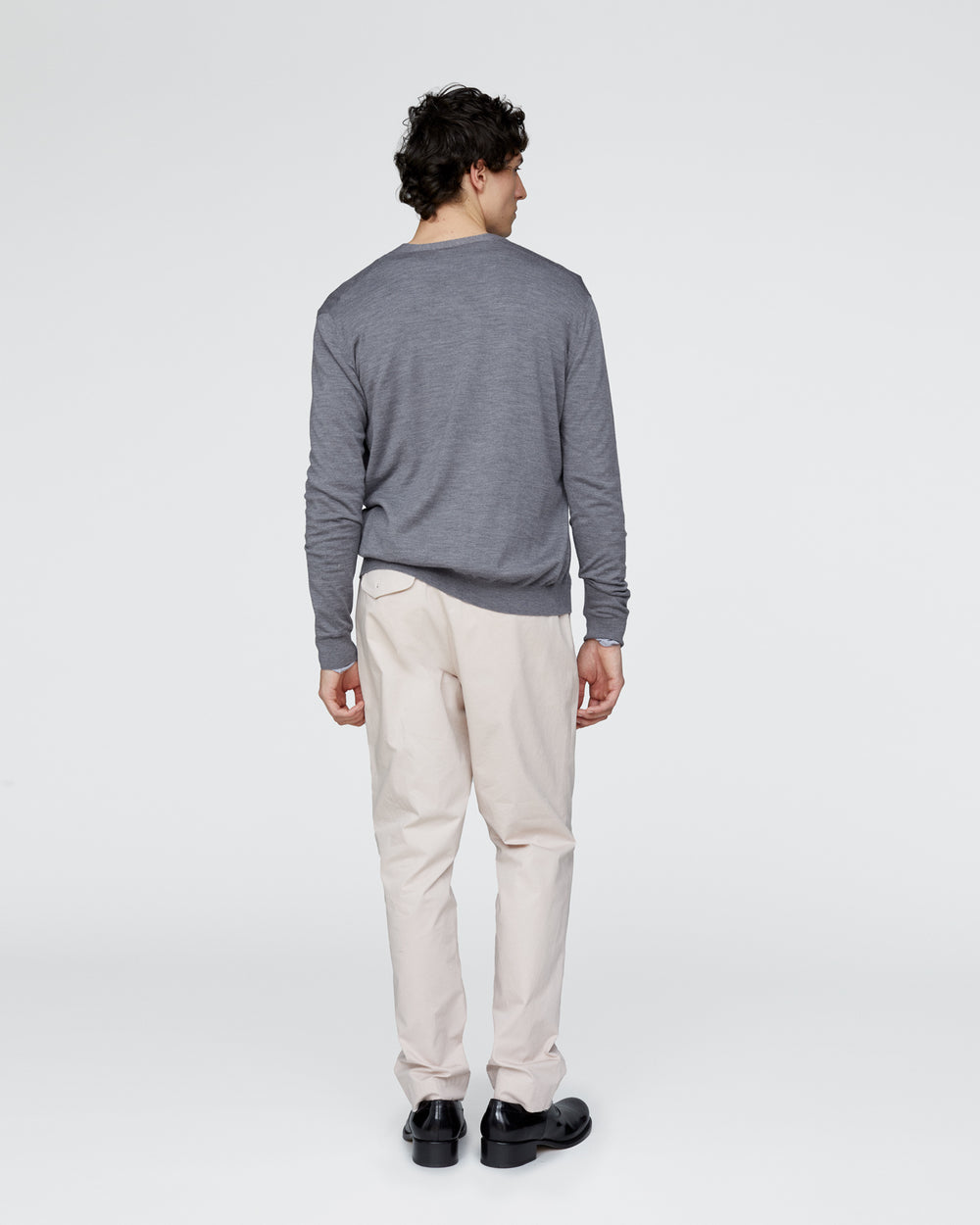 Extra Fine Merino Wool Cardigan - Medium Heather Grey