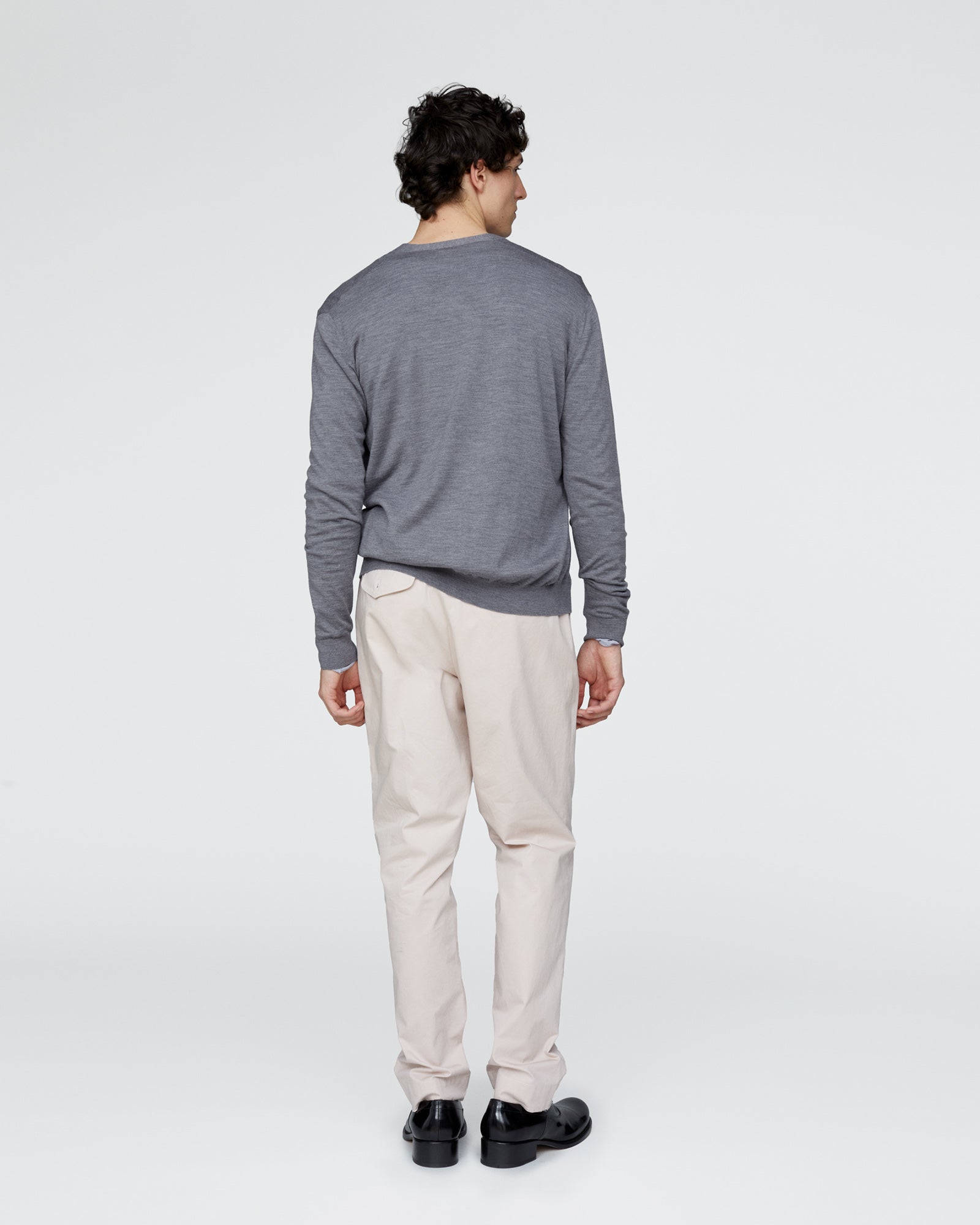 Extra Fine Merino Wool Cardigan - Medium Heather Grey