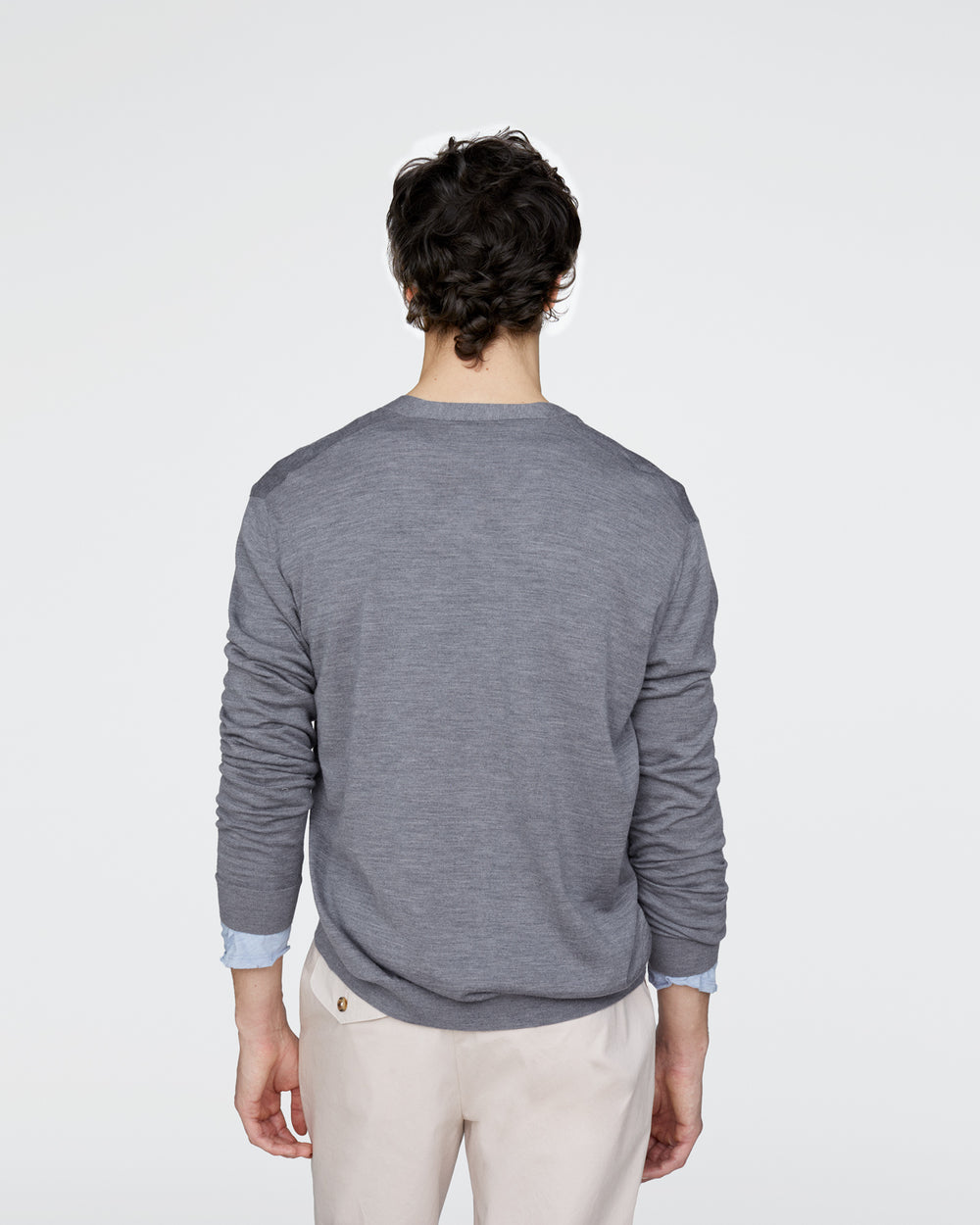 Extra Fine Merino Wool Cardigan - Medium Heather Grey